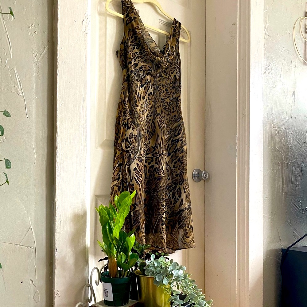 90’s Animal Print Cowl Neck Dress
